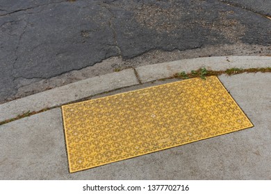 Raised Texture Crosswalk, Signalling A Street Crossing To Individuals With Visual Impairments