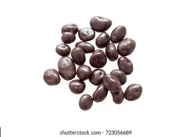 Raisin With Chocolate On White Background