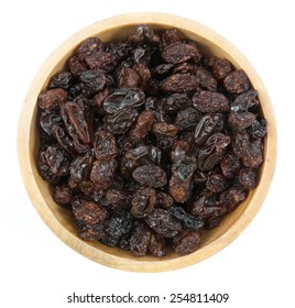 Raisins In A Bowl  Isolated On White Background