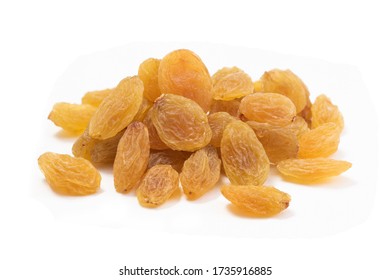 Raisins on white background, Isolated Raisin, Heap of yellow Raisins, Indian Kishmish.  - Shutterstock ID 1735916885