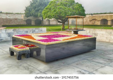 The Raj Ghat memorial surrounded by a garden under the sunlight in Delhi, India - Shutterstock ID 1917455756