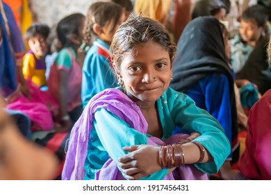 Rajasthan. India. 05-02-2018. Portrait of a beautiful girl while attending a classroom at school.
