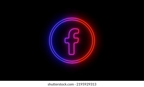 Rajasthan, Jaipur, India- 15 ‎august ‎2022 :Facebook F Dark Night Glowing Logo In Neon Light Neon Sign And Neon Light Concept Editorial Image