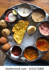 Rajasthan Thali Top View. Jaipur Traditional Food.