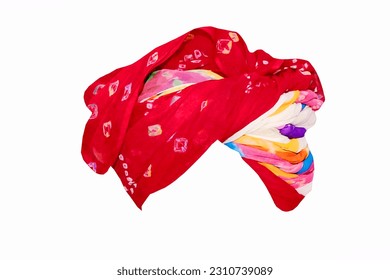 Rajasthani men's cotton printed paghdi (safa , turban) image, white background. - Shutterstock ID 2310739089