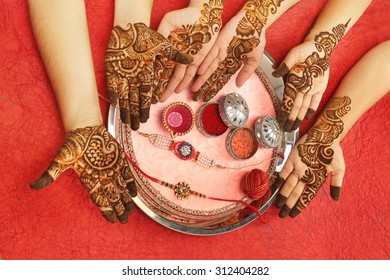 Rakhi In Hand With Mehandi