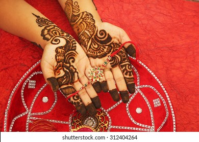 Rakhi in hand with Mehandi, Indian Traditional Festival
