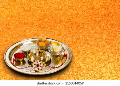 Raksha Bandhan Thali With Diya And Rakhi