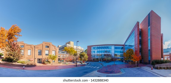 RALEIGH, NC, USA - NOVEMBER 24: SAS Hall And Park Shops On November 24, 2017 At North Carolina State University, North Campus In Raleigh, North Carolina.