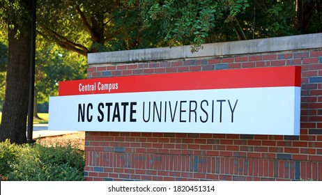 RALEIGH, NC, USA - SEPTEMBER 04, 2020 : Central Campus Entrance Sign At North Carolina State University In Raleigh, North Carolina. It Is Largest University In Both North And South Carolina.