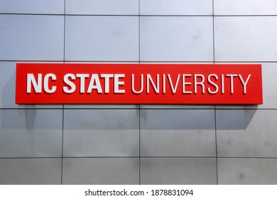 RALEIGH, NC, USA - SEPTEMBER 04, 2020 : Main Entrance Sign On Shiny Wall At North Carolina State University In Raleigh, North Carolina. It Is Largest University In Both North And South Carolina.