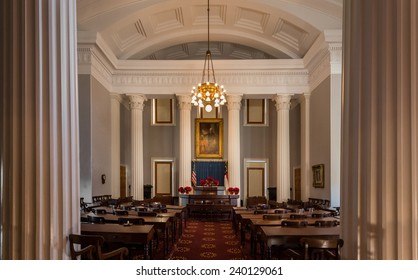 RALEIGH, NORTH CAROLINA - DECEMBER 12: Historic House Of Representatives Chamber Of The North Carolina State Capitol Building On December 12, 2014 In Raleigh, North Carolina