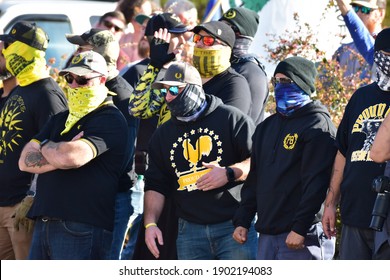 RALEIGH, NORTH CAROLINA - NOVEMBER 28, 2020: Proud Boys Participate In A Protest At The North Carolina