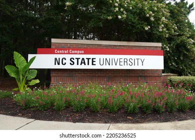 Raleigh, North Carolina, USA, July 11, 2022: North Carolina State University Sign On Campus