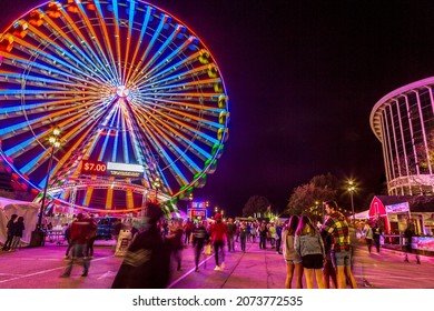 Raleigh, North Carolina, USA - October 13, 2021 - Long exposure street photography at the North Carolina State Fair