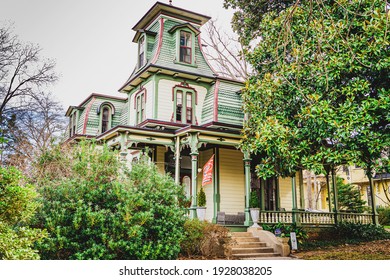 Raleigh, North Carolina USA-03 02 2021: An Unusual And Elaborate Home In The Oakwood Neighborhood.