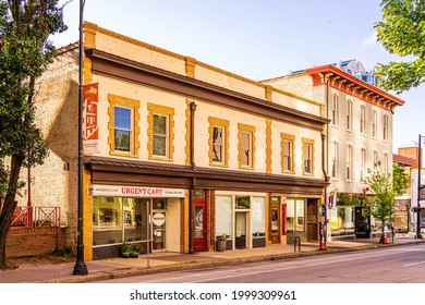 Raleigh, North Carolina USA-06 28 2021: An Urgent Care Medical Clinic In An Old Building In Downtown Raleigh.