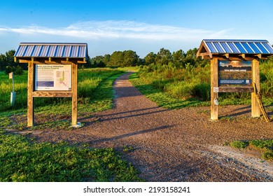 Raleigh, North Carolina USA-08 23 2022: Entrance Trail At Williamson Preserve.