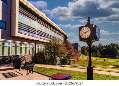 Raleigh, North Carolina USA-10 23 2021: A View Of The Wake Technical Community College Campus In Autumn.