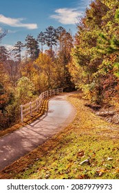 Raleigh, North Carolina USA-12 03 2021: The Neuse River Trail On A Fall Afternoon.