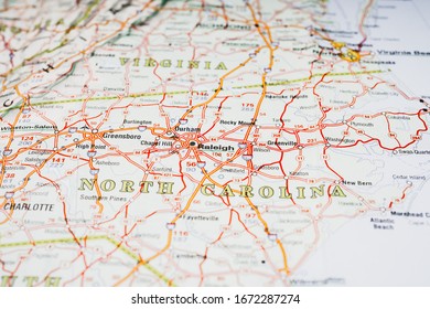Raleigh on USA map travel background