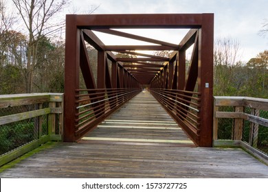 Raleigh,NC/USA-11/28/19:Bridge Across The River On Neuse River Trail.