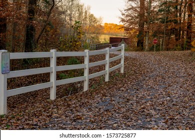 Raleigh,NC/USA-11/28/19:On The Neuse River Trail At Sunset About To Cross Neuse River Bridge.