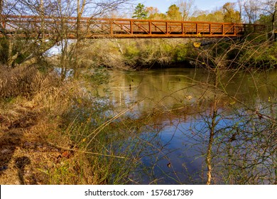 Raleigh,NC/USA-12/2/19:Bridge Across Neuse River Clayton River Walk Neuse River Trail.