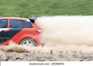 Rally Car In Dirt Track