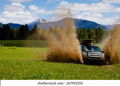 Rally Car Puddle Splashing 