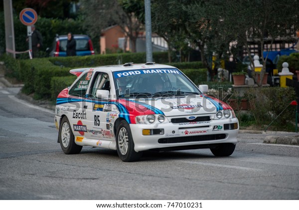 Rally Legend\
in San Marino\
San Marino - October 2017:  A rally car participate\
in the race called Rally Legend\
