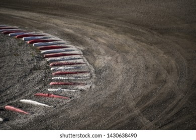 Rallycross Track Corner With High Curbs.