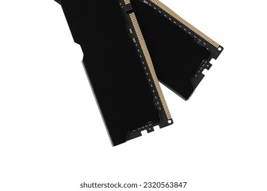 RAM for a computer on a white background. random access memory closeup isolated on white background.