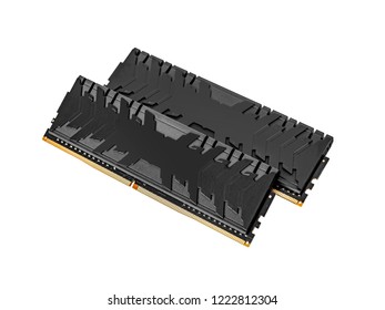 Ram DDR4 memory modules isolated on white background.