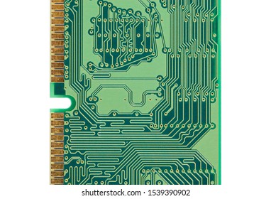 RAM memory. Chip close up , microelectronics , RAM macro , computer circuit on a white background. Operative memory for notebook or laptop computer, monoblock, isolated on white background