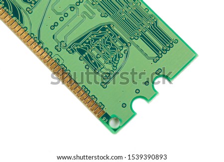 RAM memory. Chip close up , microelectronics , RAM macro , computer circuit on a white background. Operative memory for notebook or laptop computer, monoblock, isolated on white background 