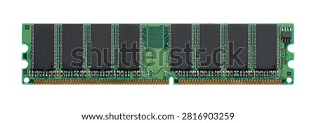 RAM memory. Chip close up , microelectronics , RAM macro , computer circuit on a white background. Operative memory for notebook or laptop computer, monoblock, isolated on white background 