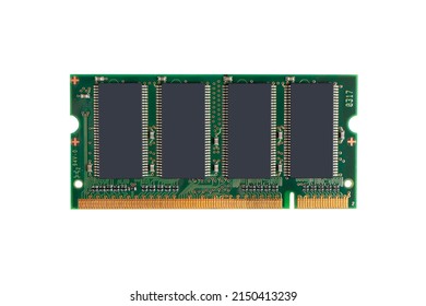 RAM memory. Chip close up. RAM macro shot. Computer circuit isolated on a white background. Operative memory for notebook or laptop computer isolated.