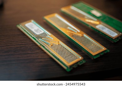 RAM memory. Chip close up. RAM macro shot. Computer circuit isolated on a black background. Operative memory for notebook or laptop computer isolated. High quality photo