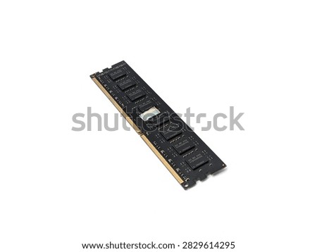 RAM memory module isolated on clean white background. Essential photo for PC hardware, memory upgrade, and tech concept.