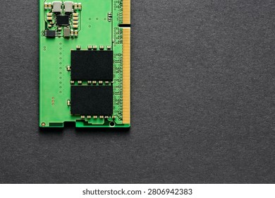 RAM Memory Module on Black Paper Texture with Copy Space