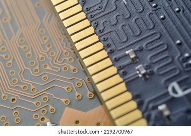 the RAM module from the computer lies on top of the motherboard. close-up
