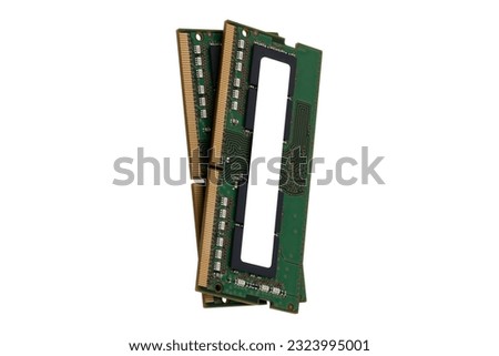 RAM for a notebook on a white background. random access memory closeup isolated on white background.