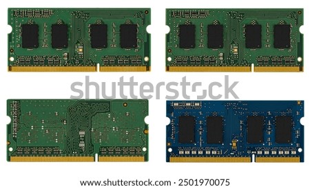 RAM, SO-DIMM form factor on white background in isolation
