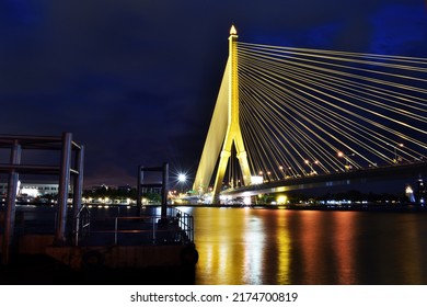 Rama VIII Bridge Bangkok, Thailand at night