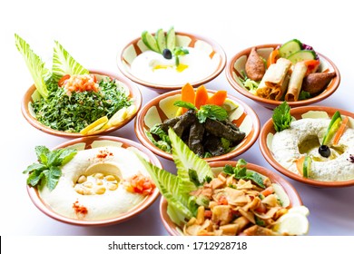 Ramadan Buffet Food - Arabic Mezze Selection of Middle Eastern dishes. 