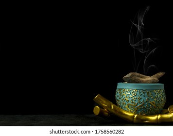 Ramadan Card Design With Beautiful Incense Burner, Oud Incense