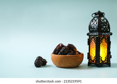 Ramadan and Eid al fitr backgrounds dates with Turkish traditional lantern Light Lamp and Tasbeeh, light blue color Iftar theme image, Ramadan Kareem Mubarak