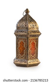 Ramadan and Eid al fitr concept Fanous, Vintage Lamp isolated on white 
				