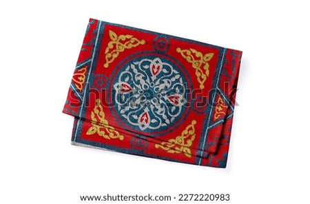 Ramadan fabric red pattern Egyptian top view isolated 